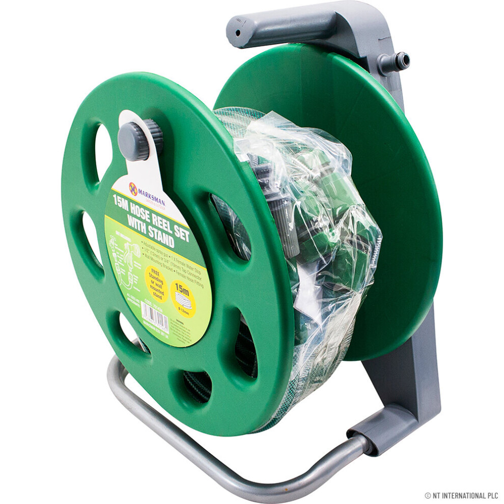 20M GARDEN HOSE PIPE REEL FREE STANDING REINFORCED 3 PLY WATERING NEW