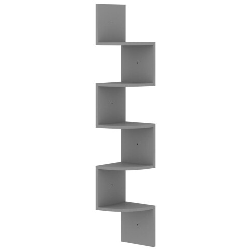 VidaXL vidaXL Wall Corner Shelf Grey Engineered Wood Hanging Floating Wall Shelf 1