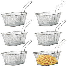6 x Mini Chrome Chips Fryer Snack Serving Food French Fries Basket