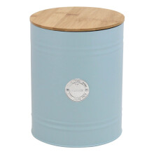 Biscuit Tin Container Canister Blue Food Storage Jar With Lid Kitchen Organiser