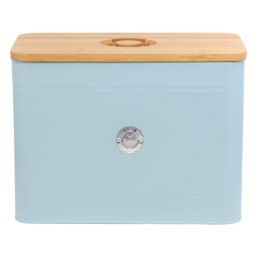 Steelex Bread Bin Canister Minimalist Vintage Airtight Lid Kitchen Food Storage Blue