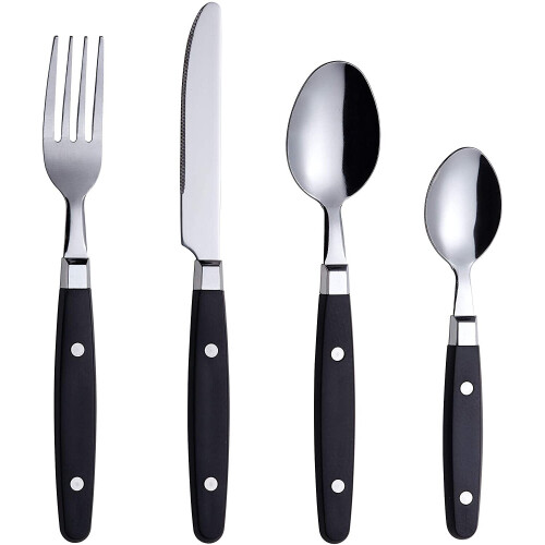 EXZACT Cutlery Set 24pcs Stainless Steel - with Rivet Craft Handles
