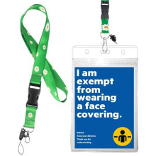 Mask Exemption Card with Lanyards,Includes 1Pcs Neck Green Lanyard Straps and 1Pcs Mask Exemption Badge , 1 pcs Waterproof Card...
