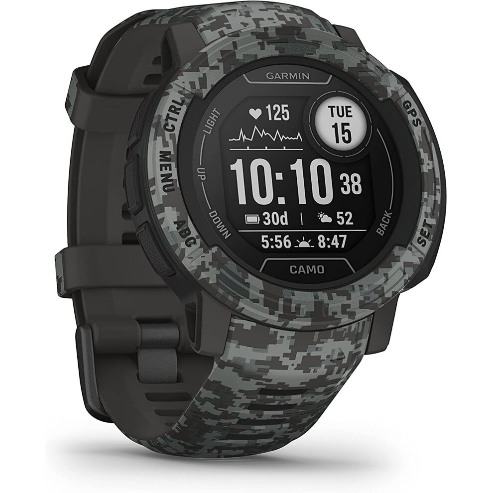 Garmin Instinct 2 - Camo Edition Rugged GPS Smartwatch, Graphite Camo