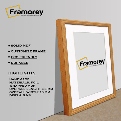 (A3 Pic (A2 Frame)) Oak Picture Frame / LW Style Wall Art Frame / Modern Photo Frames With White Mount 1