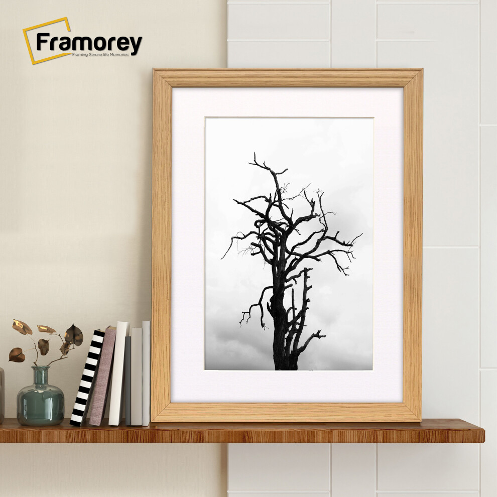 (A2 Pic (A1 Frame)) Oak Picture Frame / LW Style Wall Art Frame / Modern Photo Frames With White Mount
