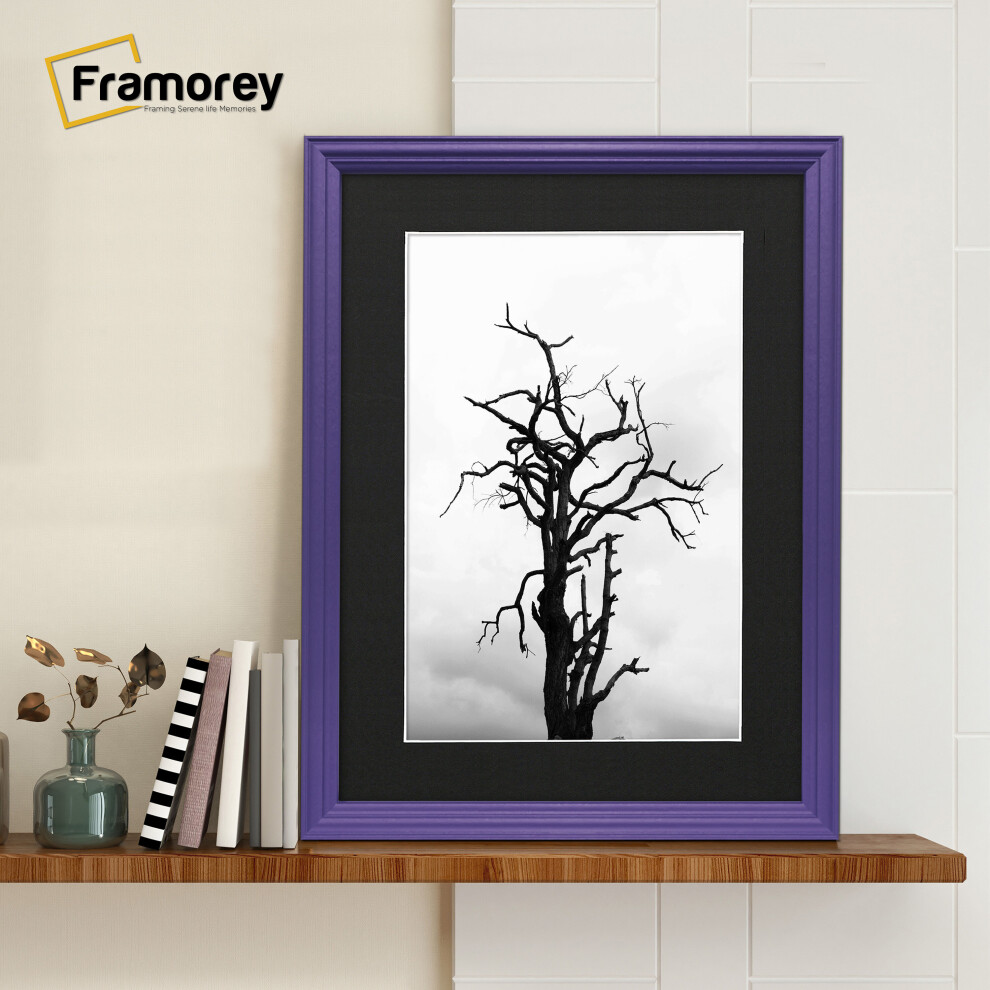 (7x5" Pic (9x7" Frame)) Purple Picture Frame / LW Style Wall Art Frame / Modern Photo Frames With Black Mount