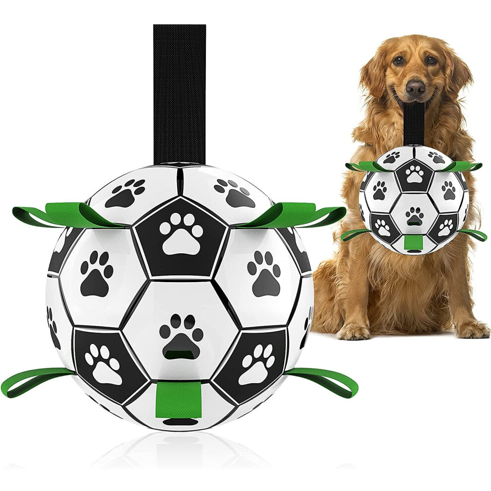 (Size 3 - Green) HETOO Interactive Dog Football Toys with Grab Tabs