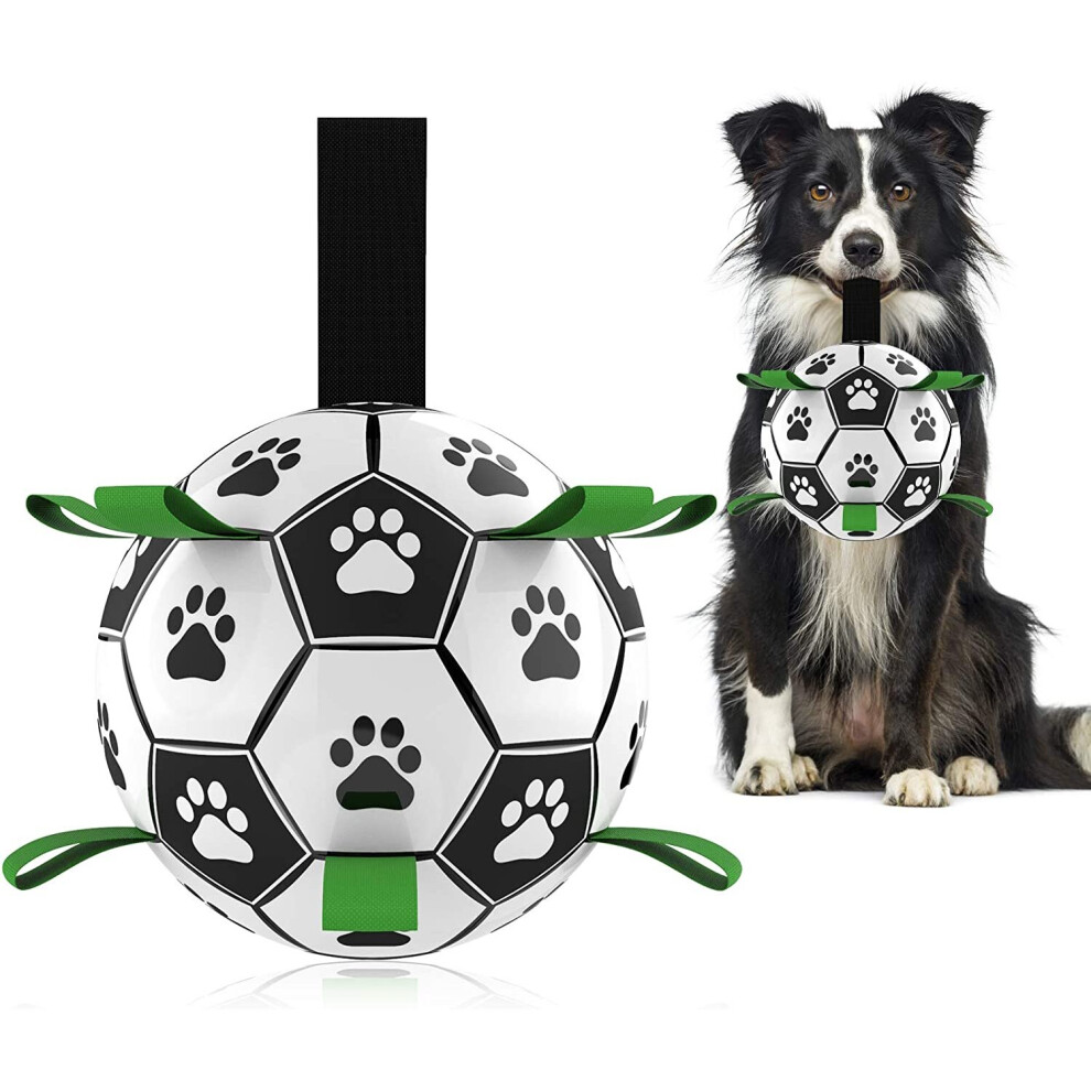 (Size 2-Green) HETOO Interactive Dog Football Toys with Grab Tabs