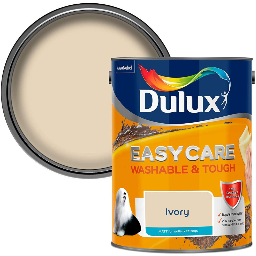 Dulux Easycare Washable & Tough Matt Emulsion Paint - Ivory 5 Litres