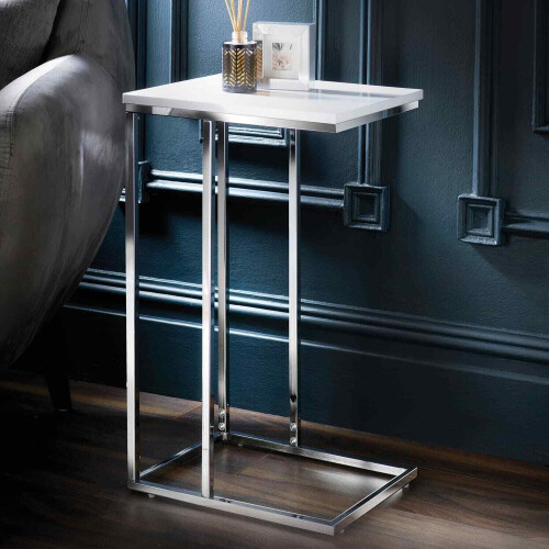 White High Gloss Sofa Side Table C Shaped Coffee End Table Living Room/Bedroom on OnBuy