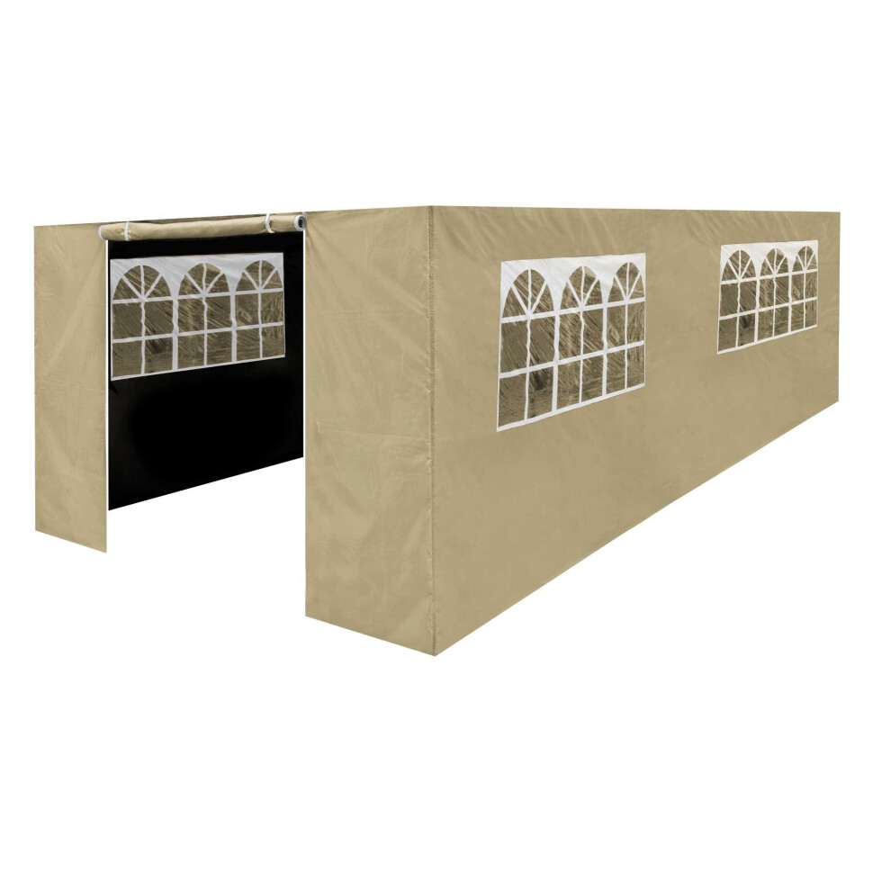 Premium Gazebo/Marquee Side Walls/Doors/Windows, Fits 3 x 6m Models - Beige - DG154