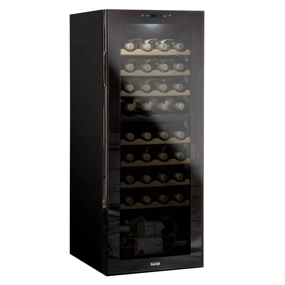 Baridi 36 Bottle Dual Zone Wine Cooler, Fridge, Touch Screen Controls, Wooden Shelves, LED - Black