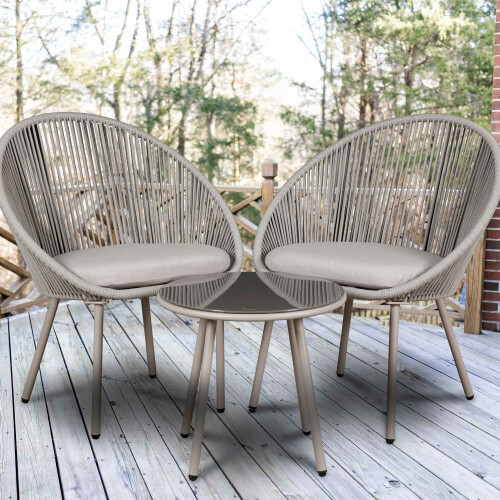 Dellonda Como 3 Piece Bistro Set with Shatterproof Tempered Glass Top - DG55 2