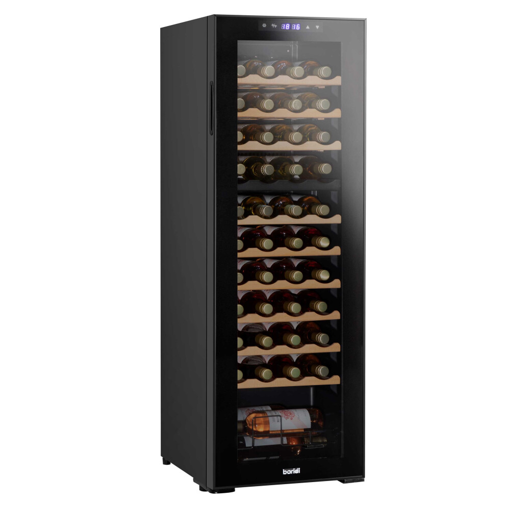 Baridi 44 Bottle Dual Zone Wine Cooler, Fridge, Touch Screen Controls, Wooden Shelves, LED - Black