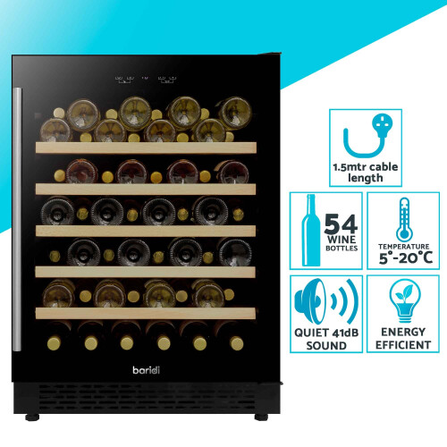 Dellonda Baridi 54 Bottle Wine Cellar Fridge with Digital Touch Screen Controls, Black - DH78 2