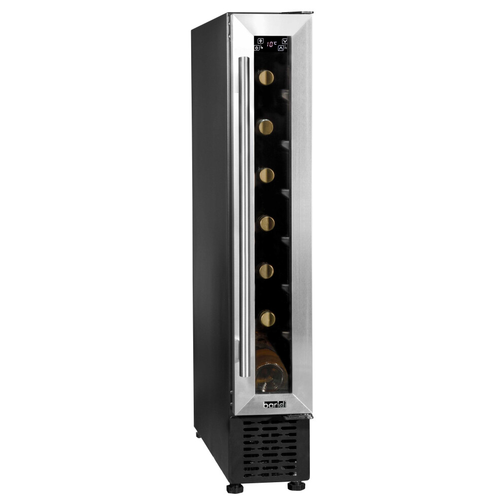 Baridi 7 Bottle 15cm Slim Wine Cooler with Digital Touch Screen Controls, Stainless Steel - DH77