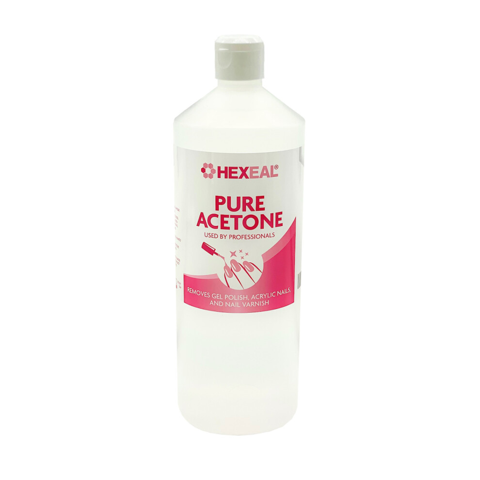 Hexeal ACETONE 99.5% | 1L Flip Cap | Professional Nail Polish Remover | Gel Soak Off, Acrylic, Varnish Remover