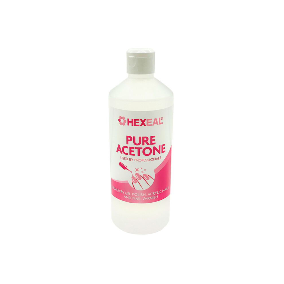 Hexeal ACETONE 99.5% | 500ml Flip Cap | Professional Nail Polish Remover | Gel Soak Off, Acrylic, Varnish Remover
