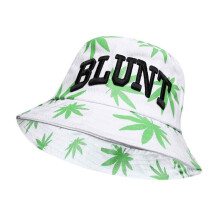 (White Blunt Cannabis) Unisex Weed Bucket Hat Marijuana Reversible Sun UV Cannabis Leaf Hats Foldable