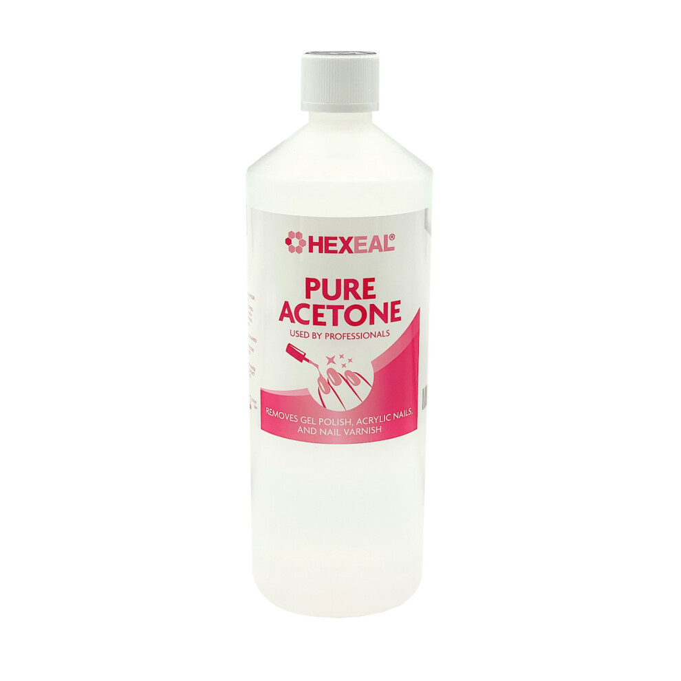 Hexeal Acetone 99.5% | 1L | Professional Nail Polish Remover | Gel Soak Off, Acrylic, Varnish Remover