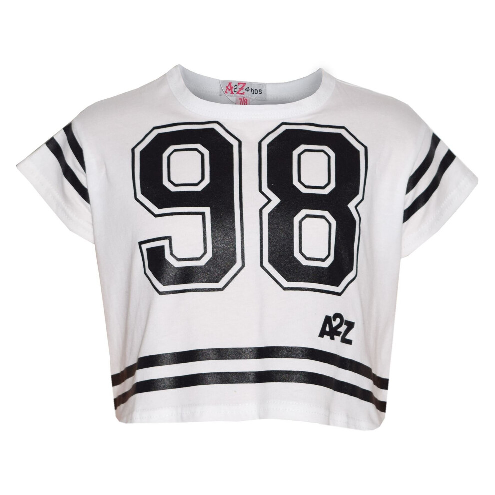 (13 Years, White) A2Z4Kids Girls Top Kids 98 Print Stylish Fashion