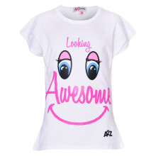 (11-12 Years, White) Girls Top Kids Designers Looking Awesome Print Top