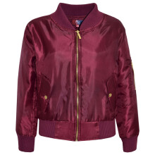 (5-6 Years, Wine) Kids Jacket Girls Boys Bomber Padded Zip Up Biker