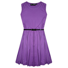 (5-6 Years, Lilac) Girls Skater Dress Kids Party Dresses With Belt