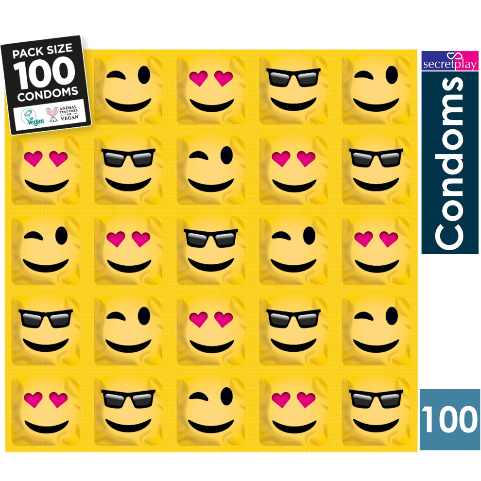 Exs Emoji Dotted Condoms Pack Of 100 | Flared Teat Ended 52mm Width