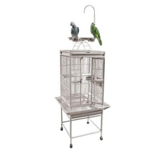 5924-4814WHT 0.37 in. Bar Spacing Flat Top Bird Cage with Stand, White - 18 x 18 in. - Small