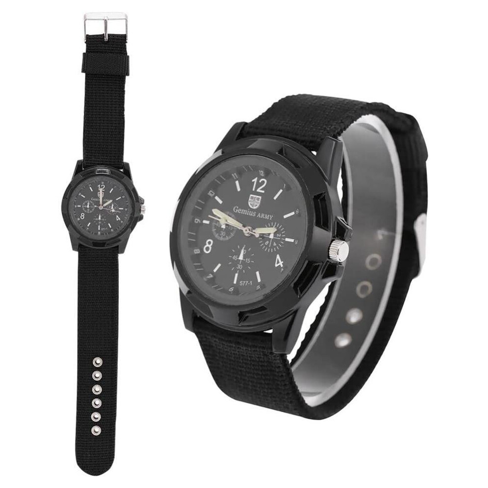 Electronic Digital Wristwatch Military Watch Males Army Durable Nylon Band Sport Wrist Watches(Black)