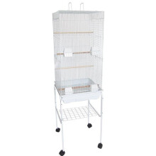 YML 6924-4814WHT 0.37 in. Bar Spacing Tall Flat Top Bird Cage with Stand, White - 18 x 18 in. - Small