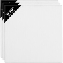 Belle Vous Blank Canvas (3 Pack) - 60 x 60cm (24 x 24 inches) - Pre Stretched Canvas Panel Boards - Suitable for Acrylic and...
