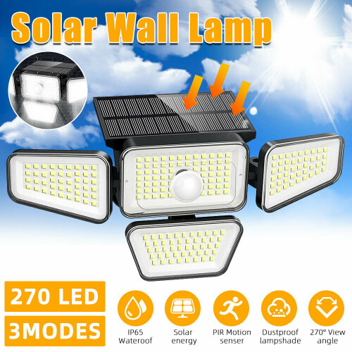 Solar Security Lights Outdoor Motion Sensor Wall Lights 270LEDs 4 Head 1