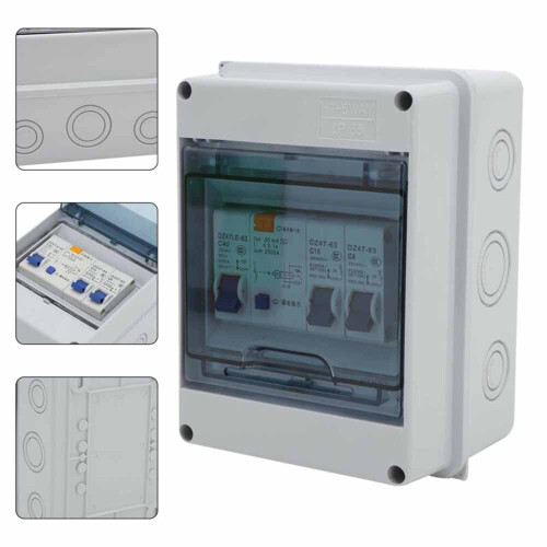2 Way Caravan Garage Consumer Unit Enclosure Fuse Box 2MCB 40A 30mA RCD 2
