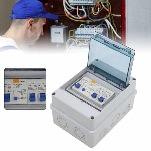 2 Way Caravan Garage Consumer Unit Enclosure Fuse Box 2MCB 40A 30mA RCD 1