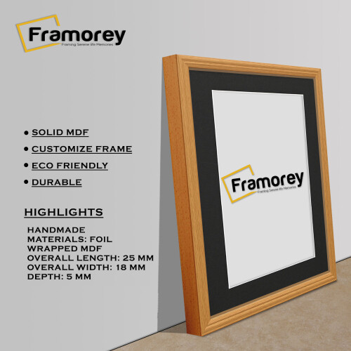 (A3 Pic (A2 Frame)) Oak Picture Frame / LW Style Wall Art Frame / Modern Photo Frames With Black Mount 1