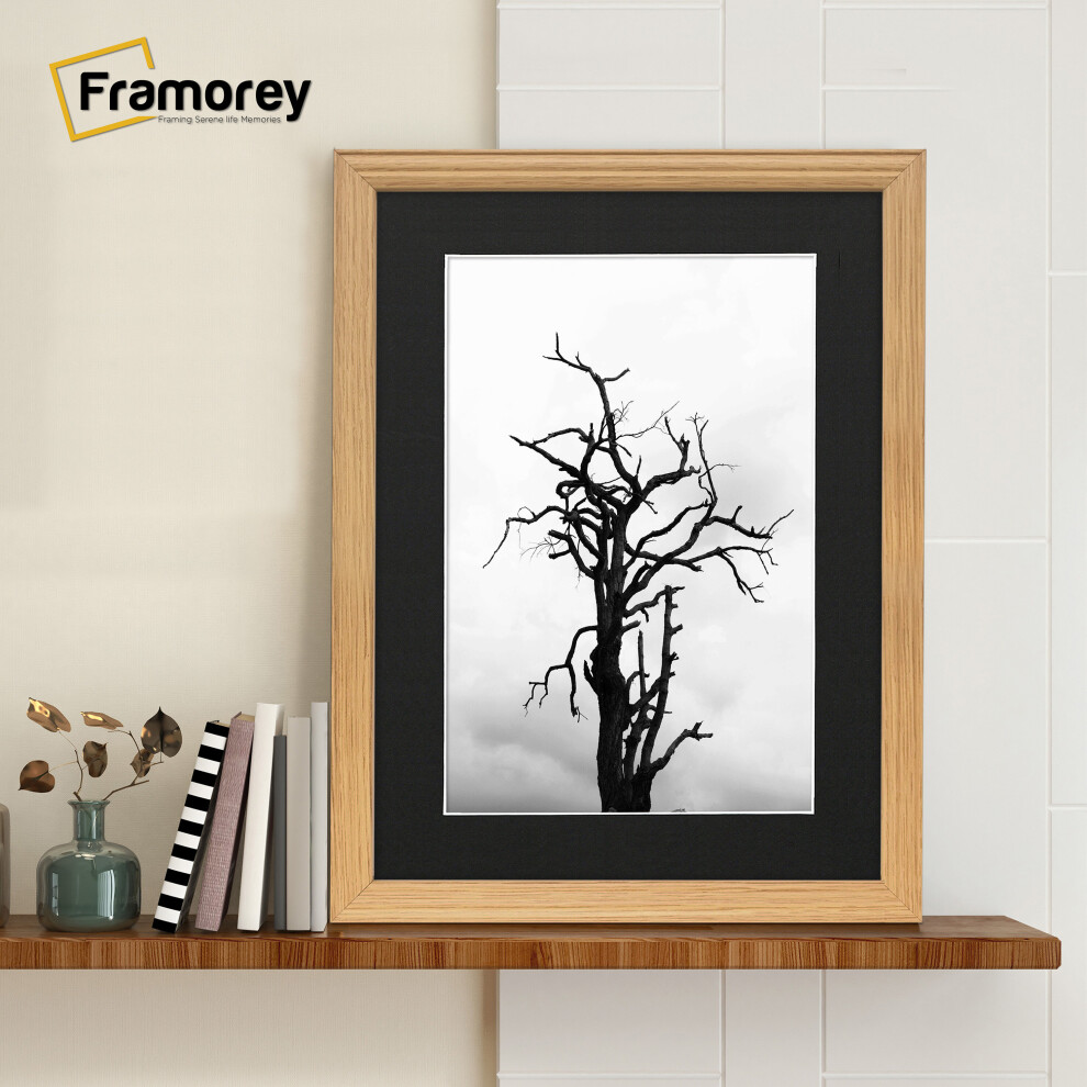 (A2 Pic (A1 Frame)) Oak Picture Frame / LW Style Wall Art Frame / Modern Photo Frames With Black Mount