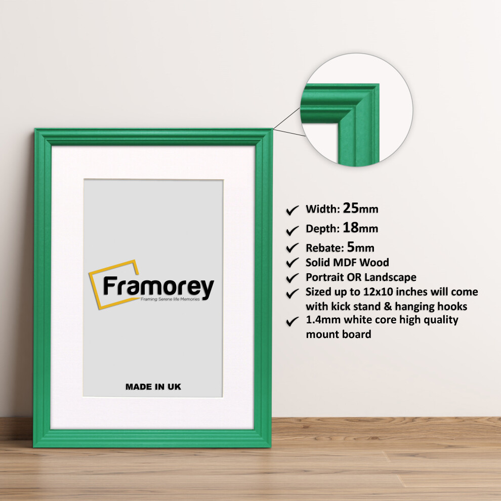 (50x70CM Pic (60x80CM Frame)) Green Picture Frame / LW Style Wall Art Frame / Modern Photo Frames With White Mount
