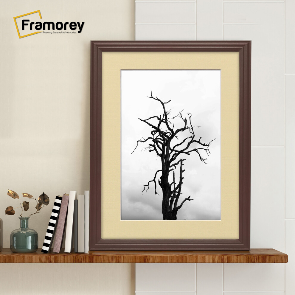(A2 Pic (A1 Frame)) Mahogany Picture Frame / LW Style Wall Art Frame / Modern Photo Frames With Ivory Mount