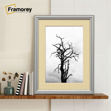 (6x4" Pic (8x6" Frame)) Silver Picture Frame / LW Style Wall Art Frame / Modern Photo Frames With Ivory Mount
