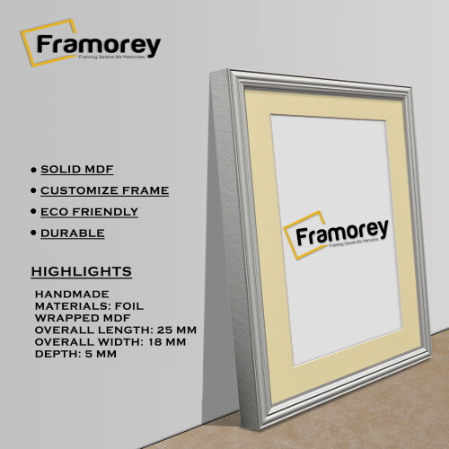 (A3 Pic (A2 Frame)) Silver Picture Frame / LW Style Wall Art Frame / Modern Photo Frames With Ivory Mount 1