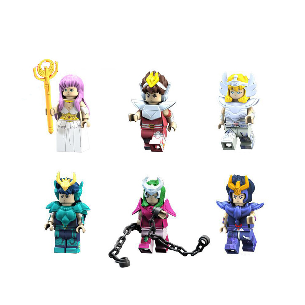 6PCS Saint Seiya Glacier Anime Toy Building Blocks Figure Fit Lego