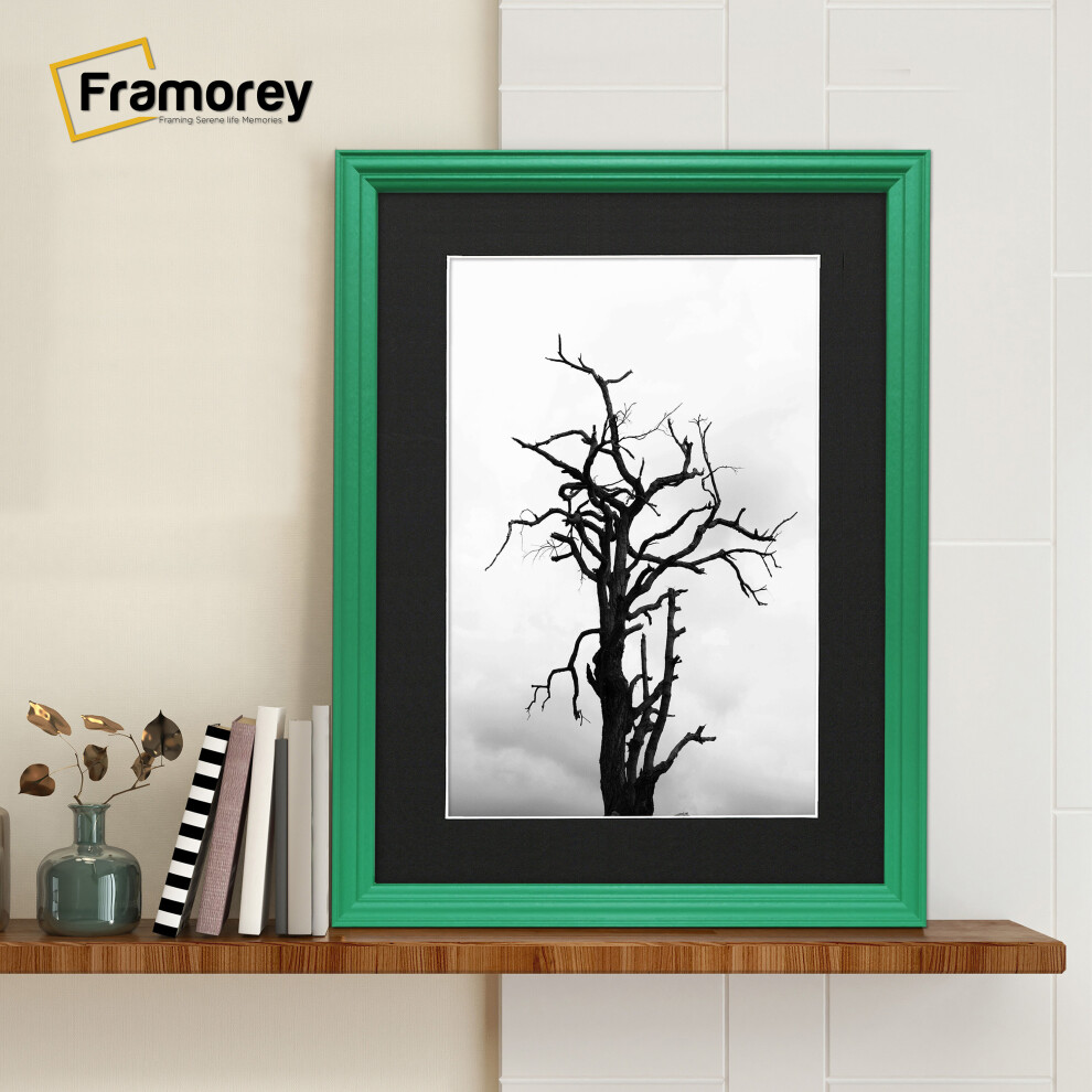 (15x10" Pic (18x14" Frame)) Green Picture Frame / LW Style Wall Art Frame / Modern Photo Frames With Black Mount