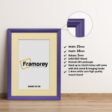 (6x4" Pic (8x6" Frame)) Purple Picture Frame / LW Style Wall Art Frame / Modern Photo Frames With Ivory Mount