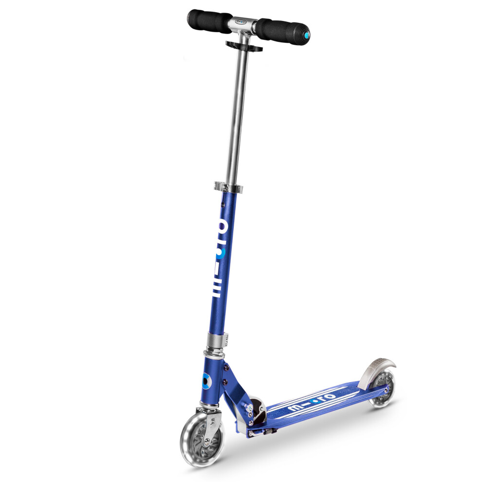 Micro Led Folding Sprite Scooter Blue 2 Wheeled Light Up Wheels Boy Girl 5-12 Years Micro Scooters Lightweight