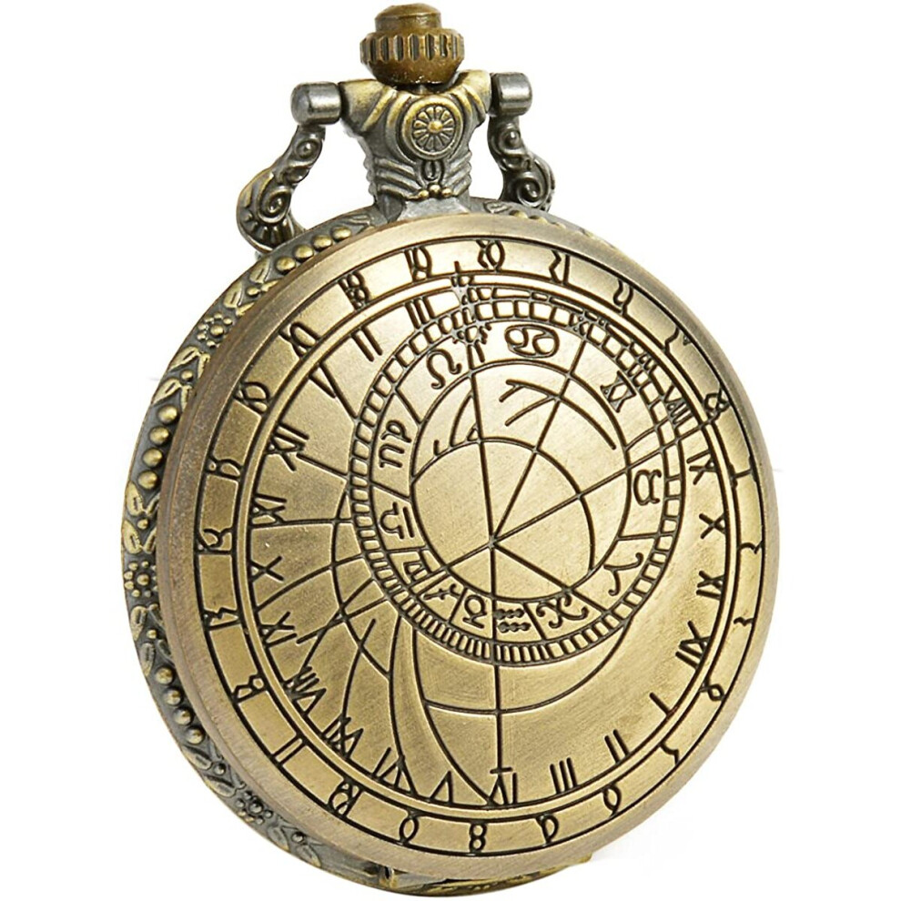 SIBOSUN Vintage Dr Who Pocket Watch with Bronze Case Quartz Full Hunter White Dial and Chain,SIBOSUN Doctor who Watch with Gift Box