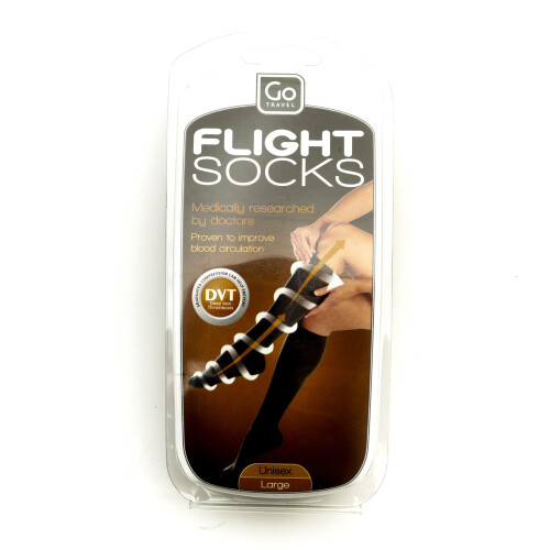 Go Travel Medically Approved Compression Flight Socks Unisex Size Large Black 1