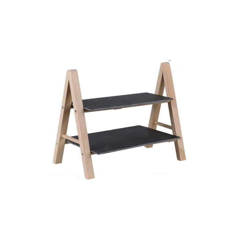 Slate and Wood Two Tier Cheese Serving Board